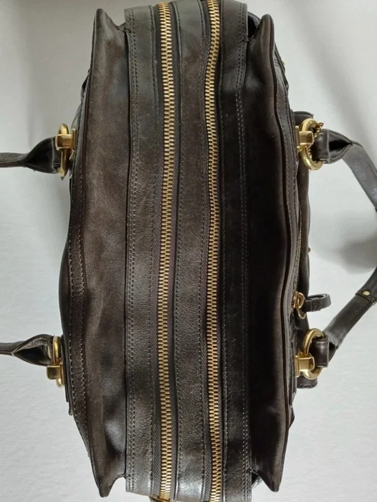 Coach Hampton Leather Lindsey satchel hang bag mahogany brown gold hardware - Picture 4 of 16